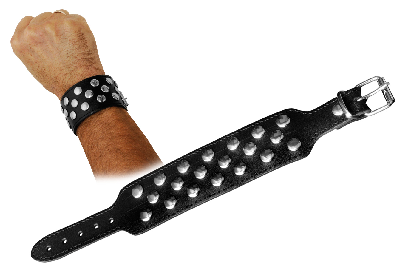 Lederarmband breit Vollnieten