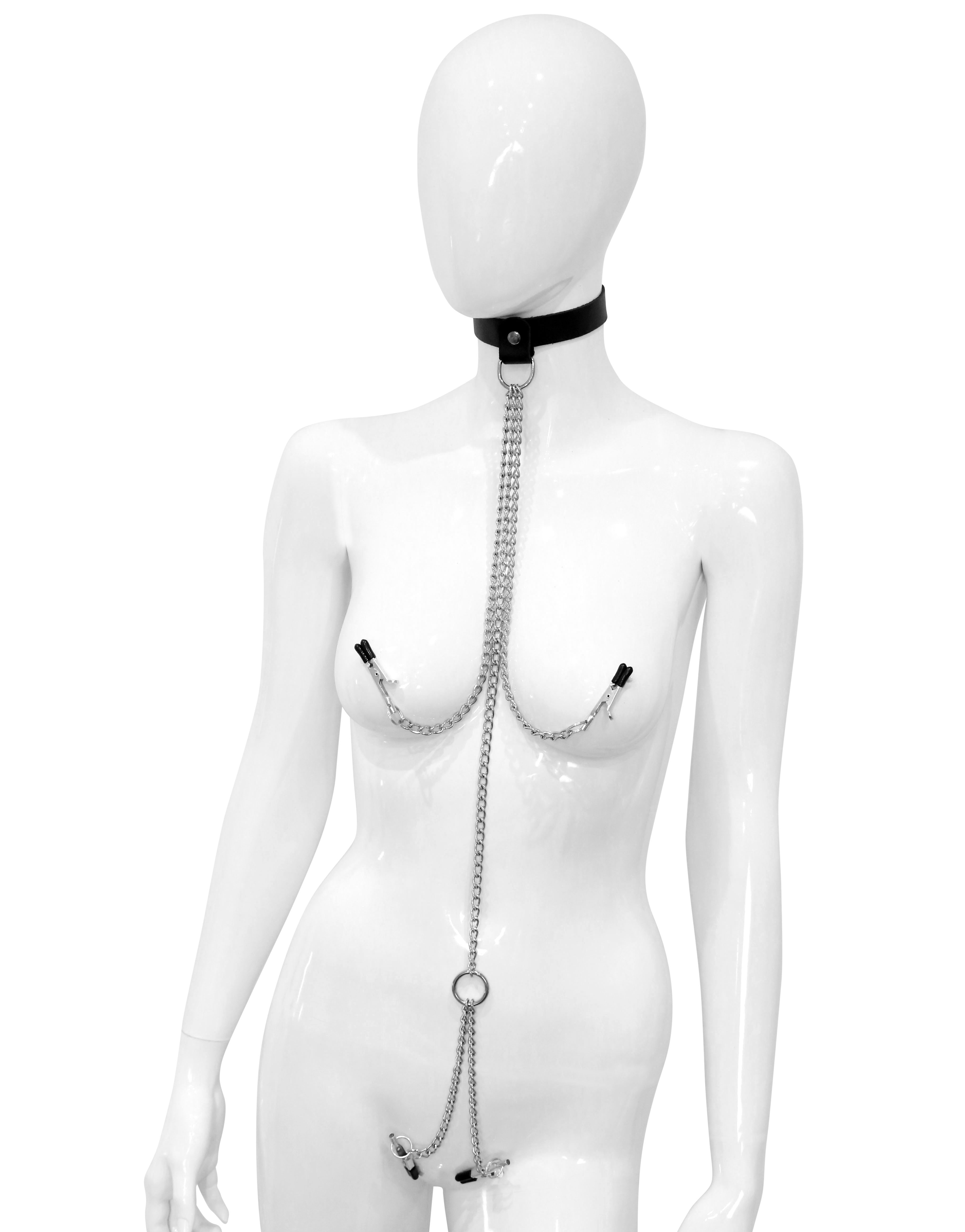 Halsband mit Ketten und Klammern