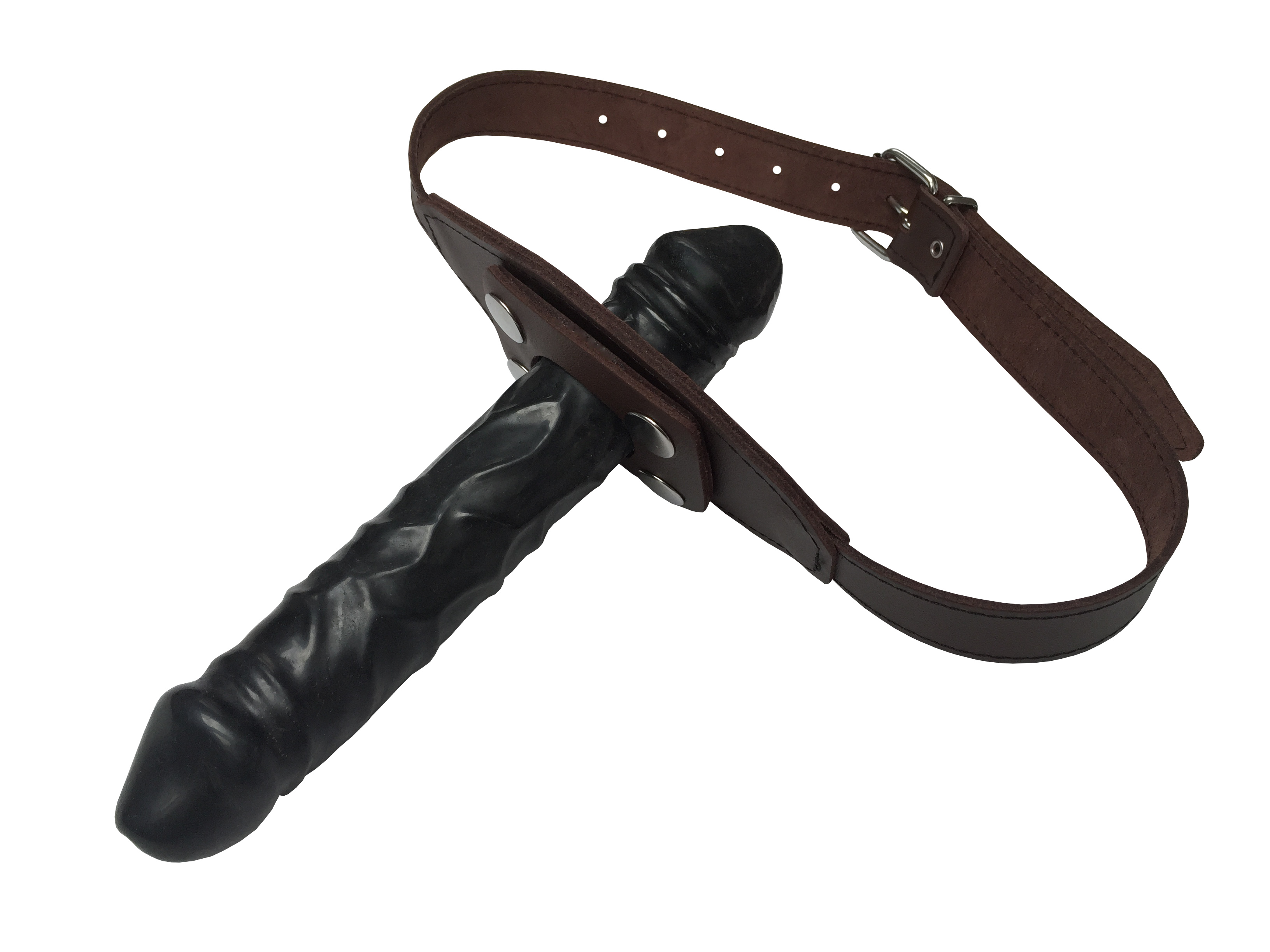 Ledermundknebel  mit Latexdildo (innen/außen)