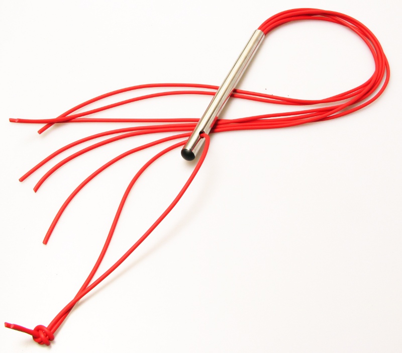 Peitsche - Metallgriff mit PVC-Striemen rot